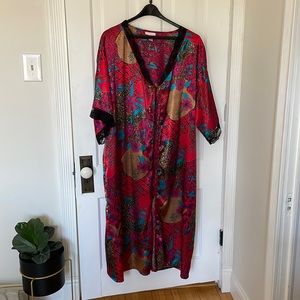 Lace trimmed ruby red robe